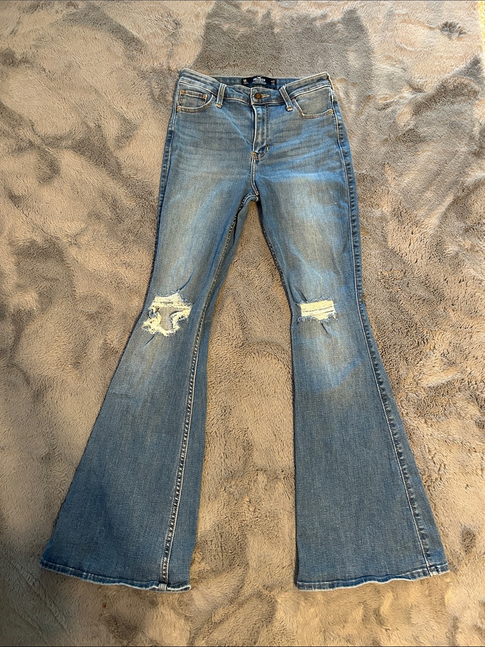 Hollister Light Blue Distressed Flare Jeans